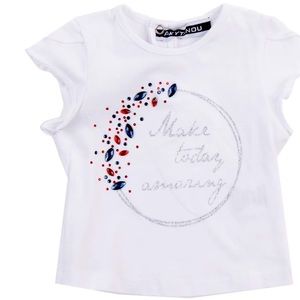 AKYTANOU T-Shirt Top Size 9M Rhinestones Glitter Short Sleeve Made in Italy